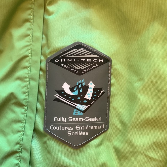 Women’s Columbia Omni Tech Hooded Green White Waterproof Jacket - Size Small - Picture 5 of 7